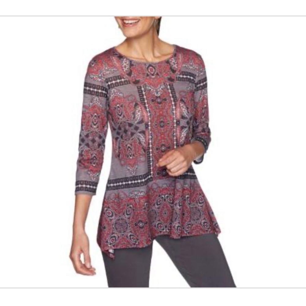 Ruby Rd. Three-Quarter Sleeve Blouse Size Large